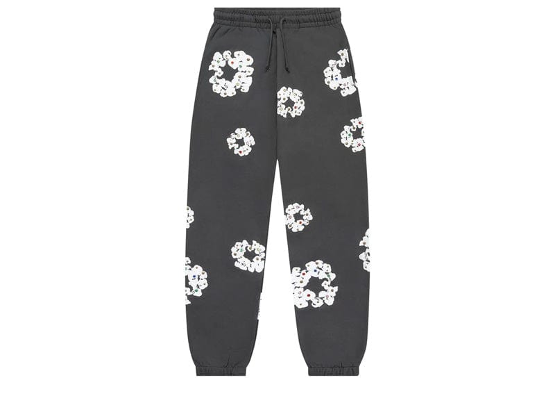 Denim Tears Rhinestone Cotton Wreath Sweatpants Vintage Black