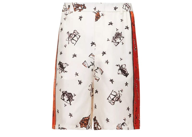 Fendi Astrology Print Silk Short White Red Multicolor