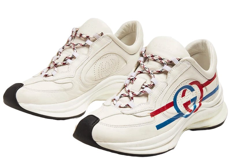Gucci Run White Blue Red Interlocking G White Stripe Detail