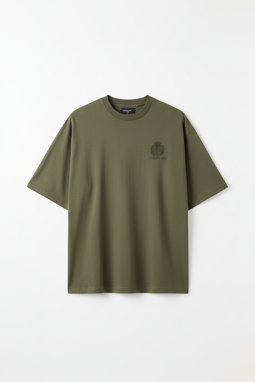 Court 101 Crest Tee in Military Olive