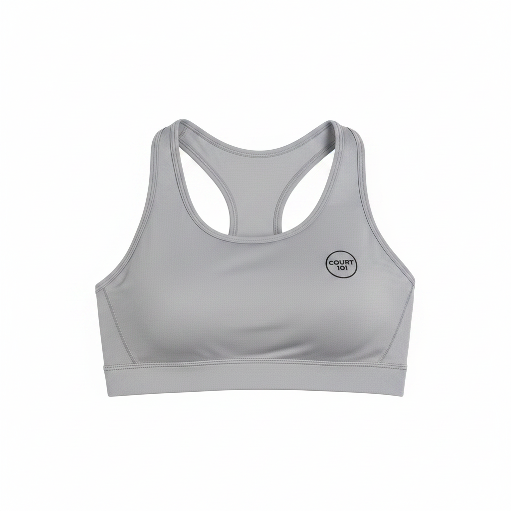 Court 101 Women's Sports Bra Black flat lay