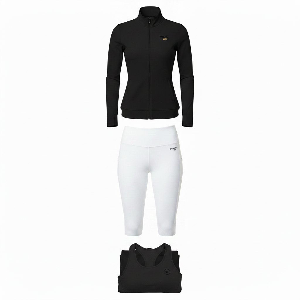 Court 101 Women's 3-Piece Set Black - Flat Lay